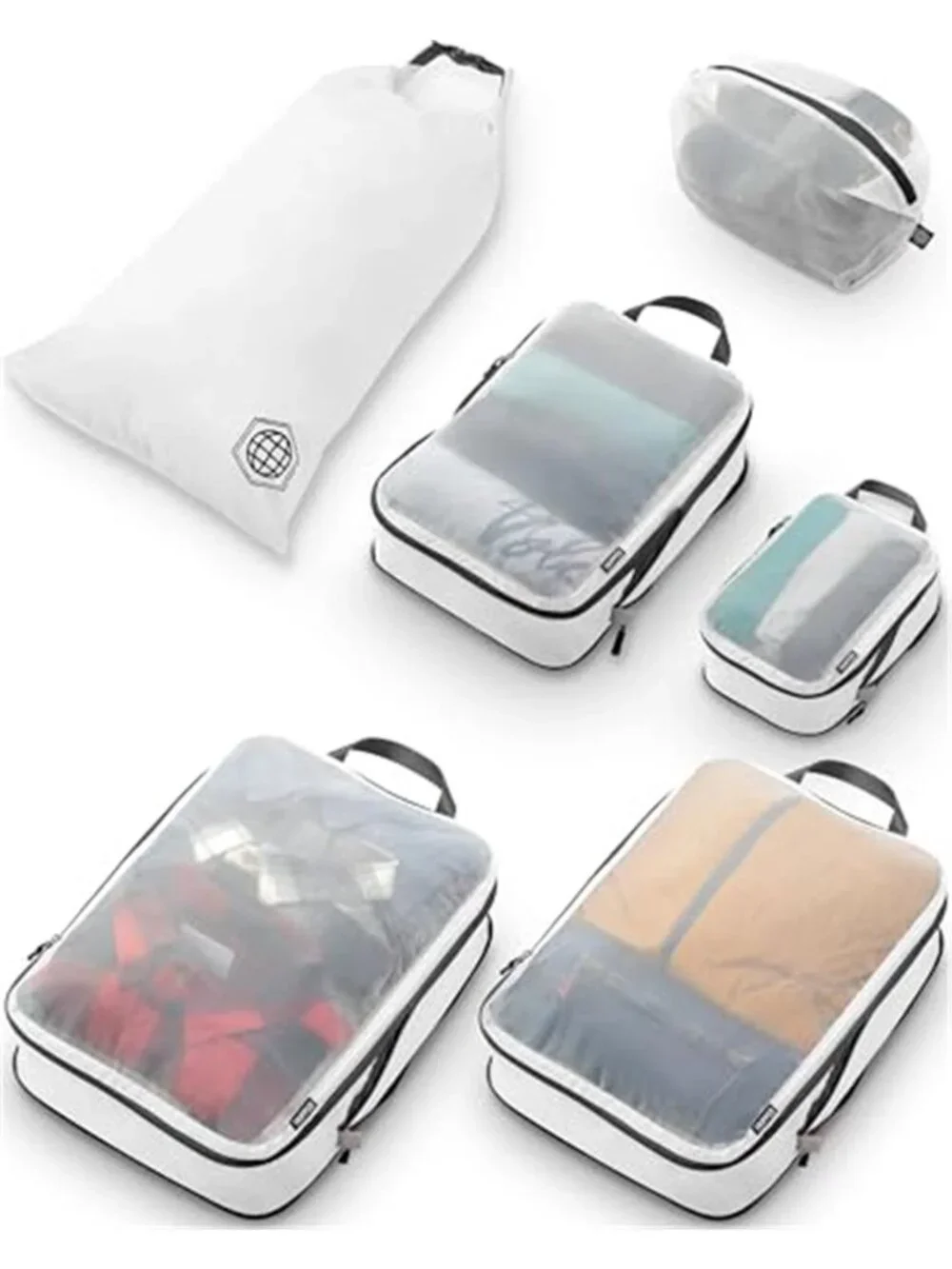 Compression Packing Cubes Travel Luggage Organizer Set Mesh Storage Bags 6 Piece
